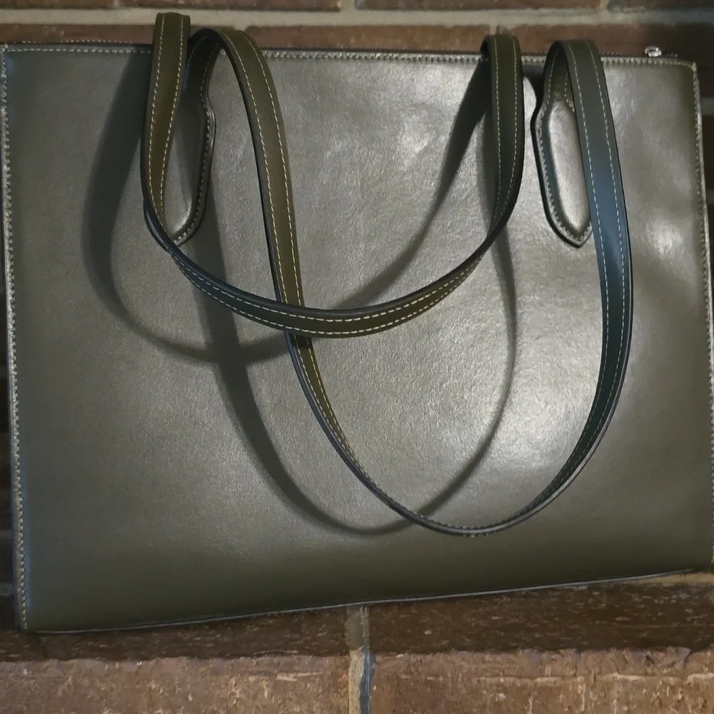 COACH Nina Tote Bag Leather Green - Picture 6 of 9
